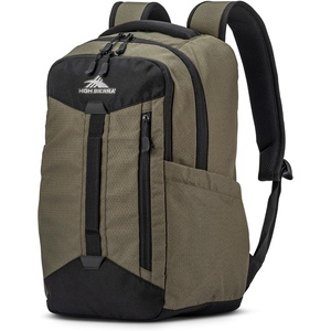 image:imageHigh Sierra Large Backpack Reflective Accent Comfortable Mesh Back School Bag with Tablet Device Sleeve and Adjustable Straps SilverOlive Green