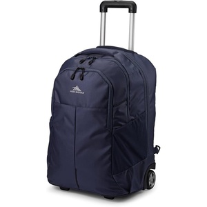 image:imageHigh Sierra Powerglide Pro Wheeled Daypack Backpack with 360 Degree Reflectivity Telescoping Handle Dual Side Pockets and Laptop Sleeve Fits Most 156 Laptops 40L Silver HeatherIndigo Blue